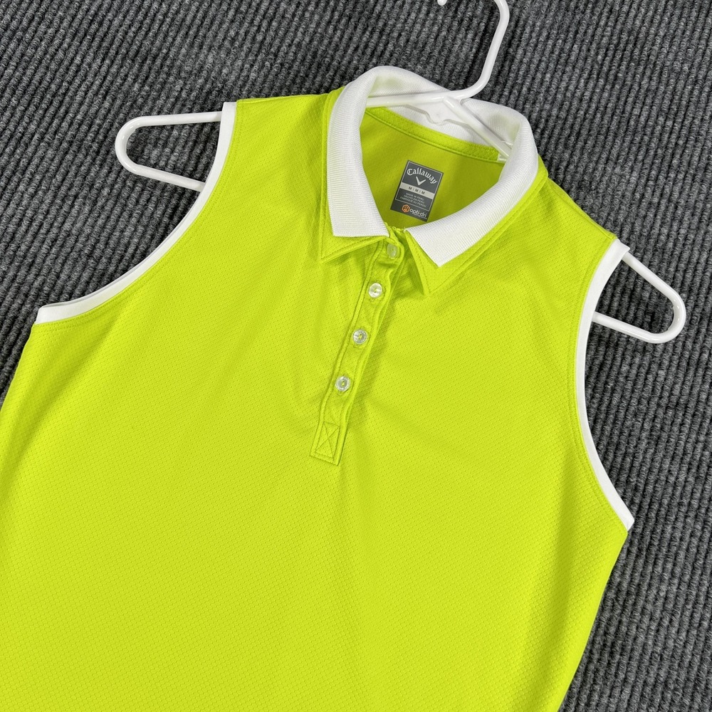Callaway Shirt Womens Medium Yellow Sleeveless Golf Opti-Dri Activewear Top